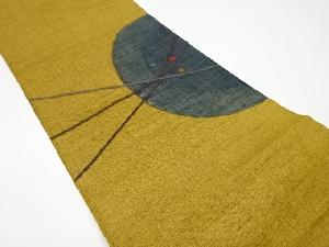 リサイクル　手織り紬すくい織抽象模様織出し夏用袋帯